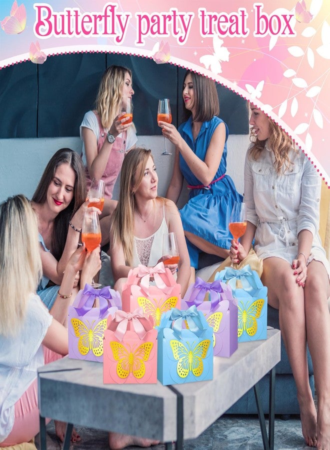 MotiMind 18 Pcs Butterfly Party Favor Box with 36 Pcs 3D Golden Butterfly and Bow Paper Candy Gift Boxes Goodie Treat Box for Birthday Baby Shower Wedding Party Supplies(Pink Blue Purple) - Image 5